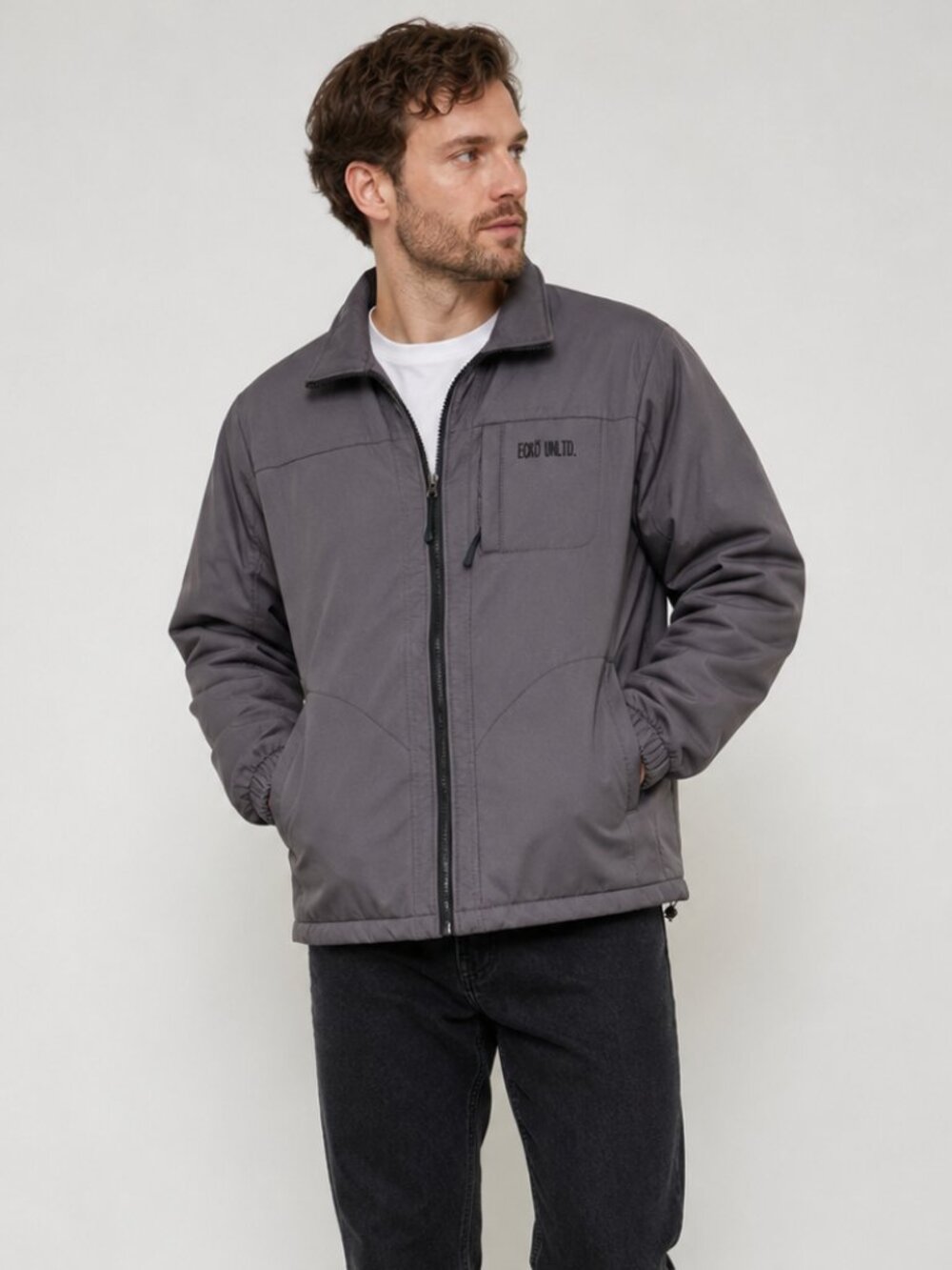 Ecko Unltd Gray Softshell Jacket Mens Medium Fleece Lined Full Zip Stretch
